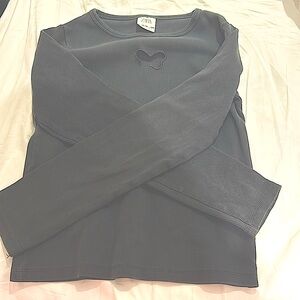 fancy grey butterfly open middle top for kids 13-14 small